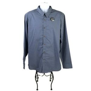 Oakley Hydrolix Dark Blue Check Woven Button Front Long Sleeve Shirt Men XL NWT